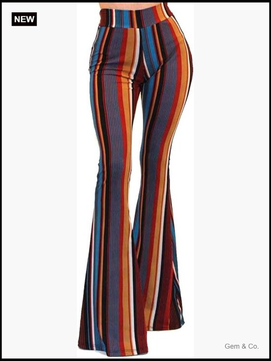 Pants - Boho Bell Bottom Flare Pants High Rise Stretchy Palazzo